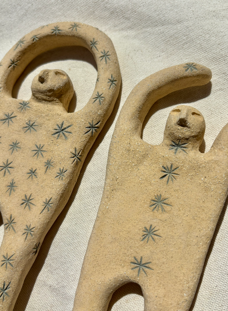Roaming Barefoot - Astral Figure - Ceramic Wall Sculpture