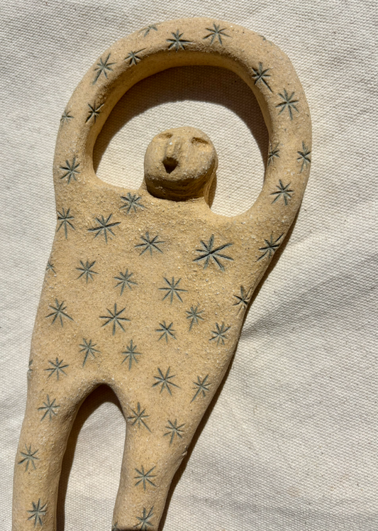 Roaming Barefoot - Astral Figure - Ceramic Wall Sculpture