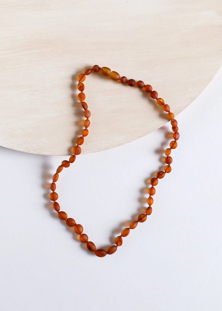 Canyon Leaf - Classic Baltic Amber Knotted Strand Necklace - 12" Baby