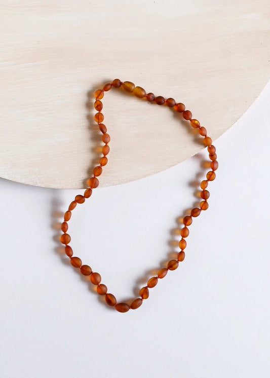 Canyon Leaf - Classic Baltic Amber Knotted Strand Necklace - Adult 16"