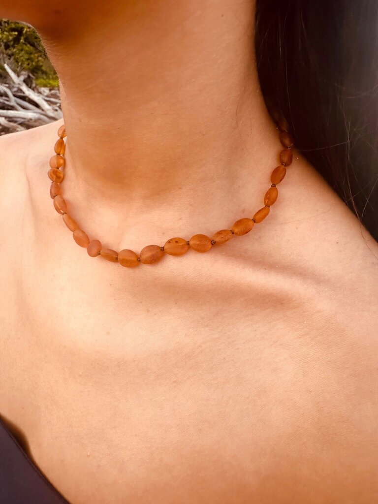 Canyon Leaf - Classic Baltic Amber Knotted Strand Necklace - Adult 16"