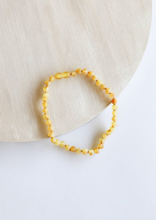 Canyon Leaf - Honey Baltic Amber Knotted Strand Necklace - 12" Baby