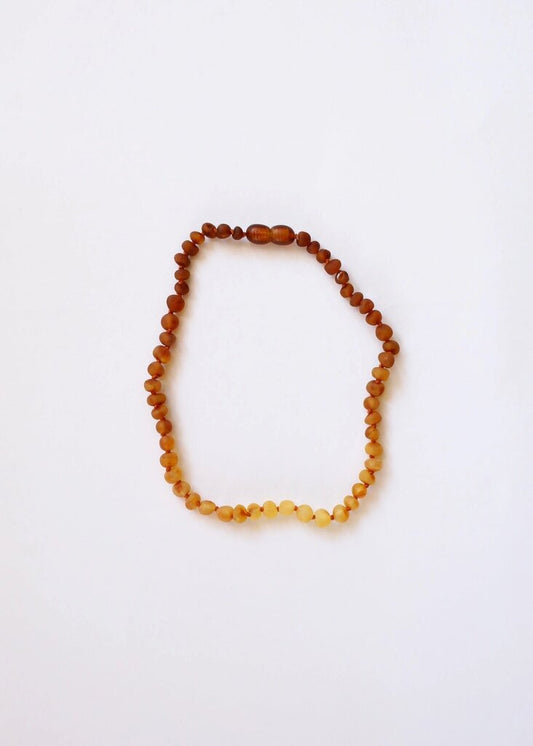 Canyon Leaf - Ombre Baltic Amber Knotted Strand Necklace - 12" Baby