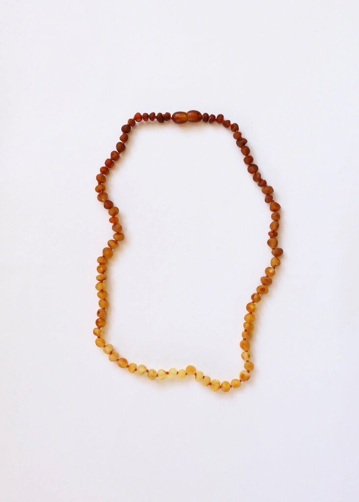 Canyon Leaf - Ombre Baltic Amber Knotted Strand Necklace - 15"