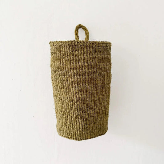 Amsha - Olive Sisal Hanging Basket - Woven in Kenya