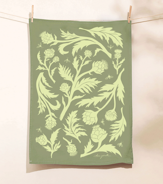 Elana Gabrielle - Artichoke Cotton Tea Towel - Portland Artist