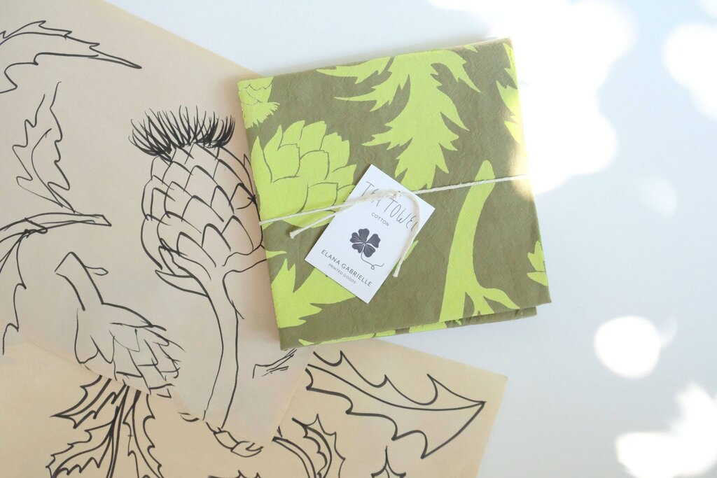 Elana Gabrielle - Artichoke Cotton Tea Towel - Portland Artist