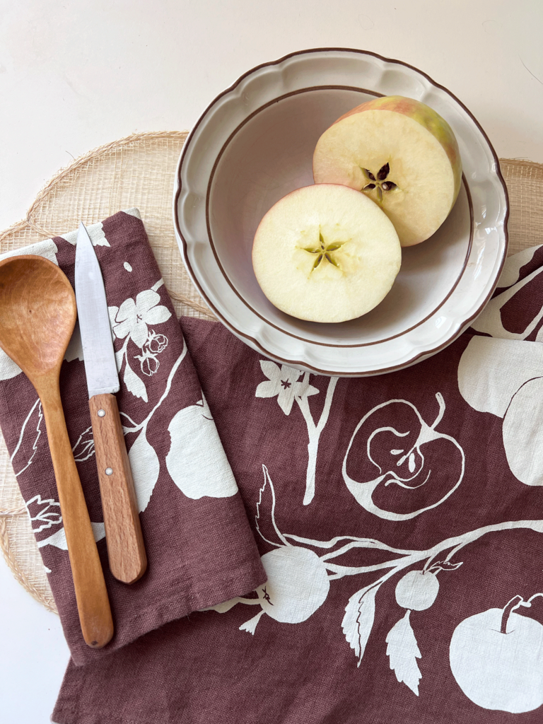 Elana Gabrielle - Apples Linen Tea Towel - Portland Artist