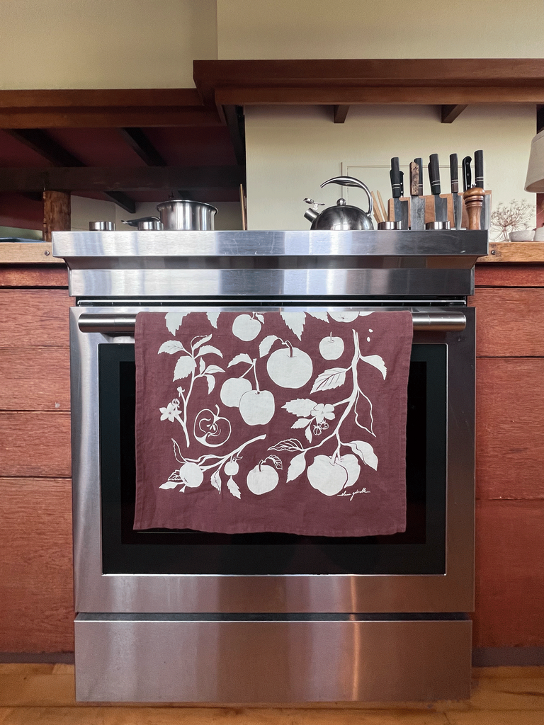 Elana Gabrielle - Apples Linen Tea Towel - Portland Artist