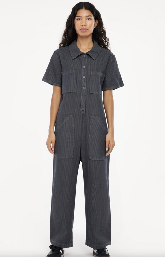 LACAUSA - Charcoal Railroad Lucky Jumpsuit - Large