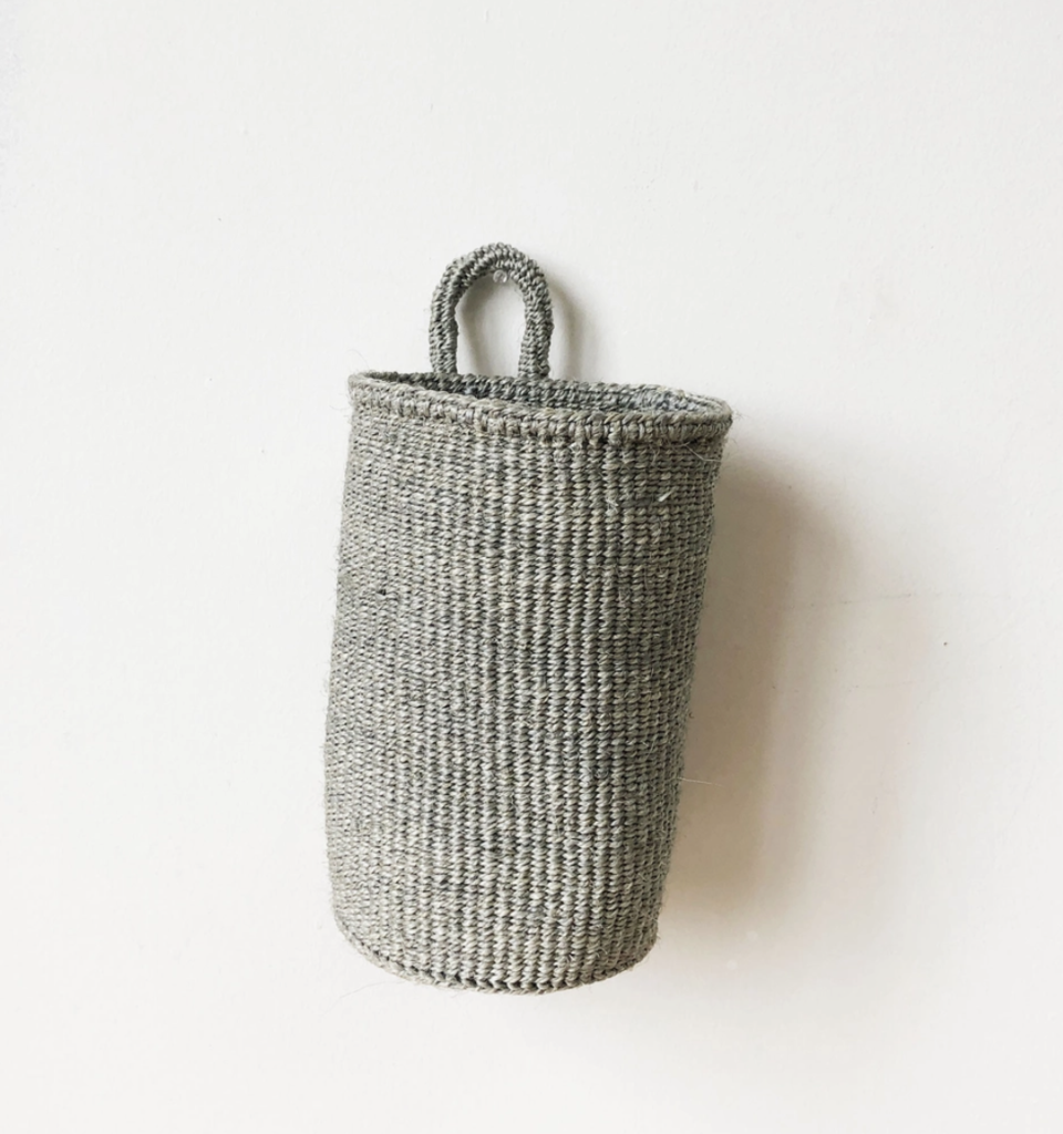 Amsha - Sisal Hanging Storage Basket - Gray