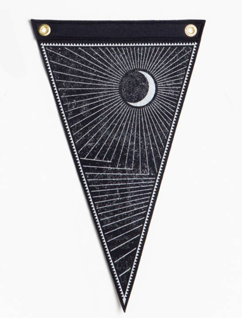 The Rise And Fall - Handprinted Wool Waxing Moon Flag