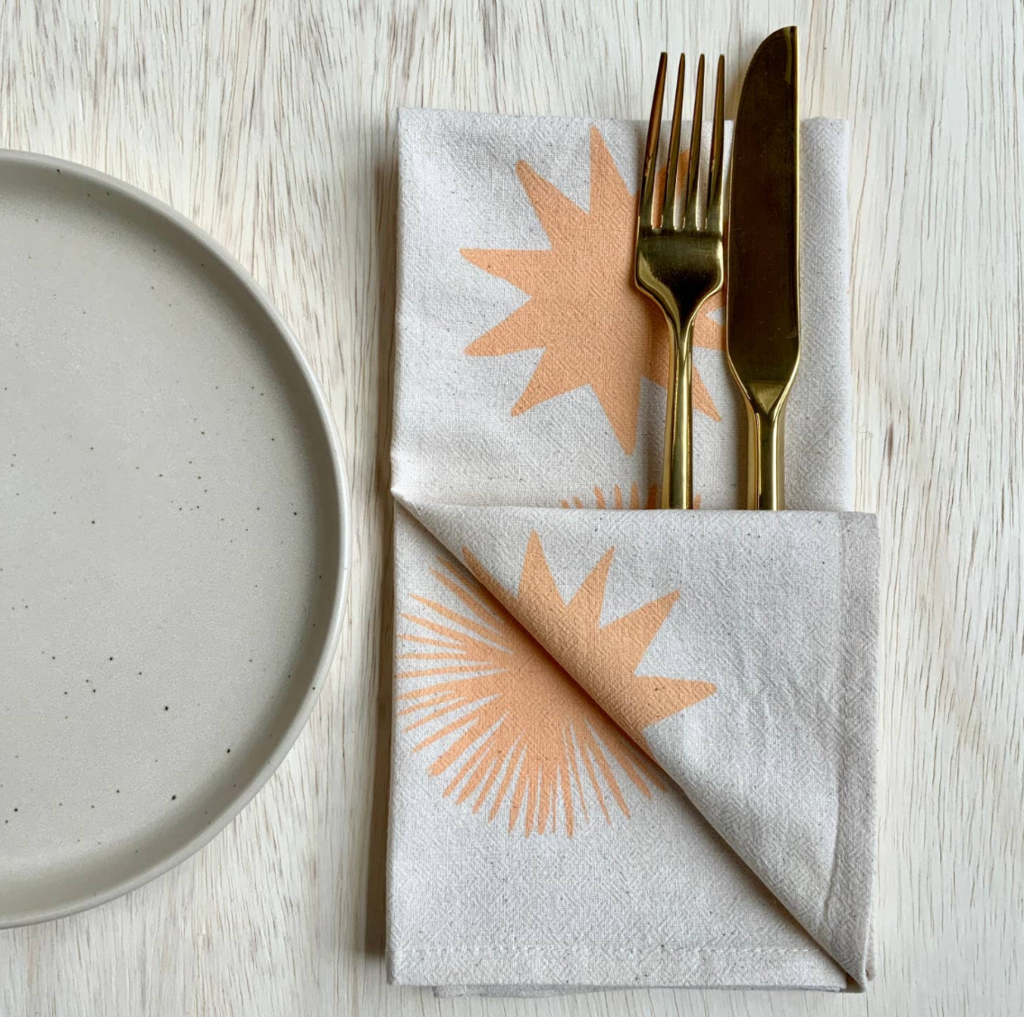 The Rise And Fall - Starburst Handprinted Napkins - Set of 4