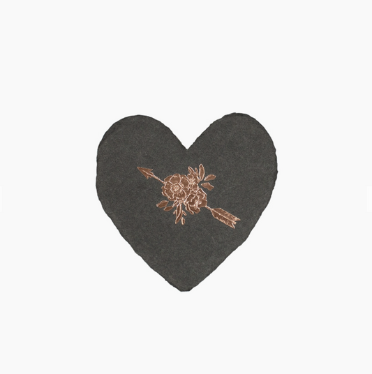 Oblation - Arrow & Rose Petite Foiled Handmade Paper Heart