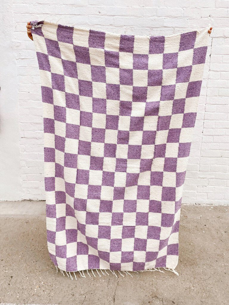 Sundream - Heavyweight Throw Blanket - Checkered Lilac