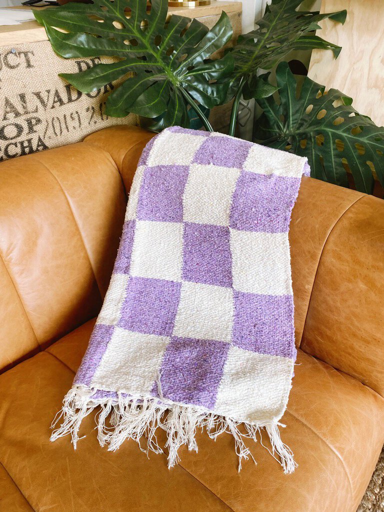 Sundream - Heavyweight Throw Blanket - Checkered Lilac