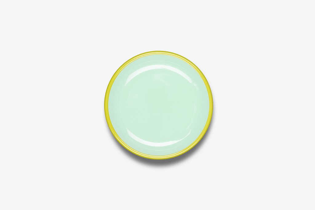 Crow Canyon Enamelware x Colorama - Mint & Chartreuse Plate - 8"