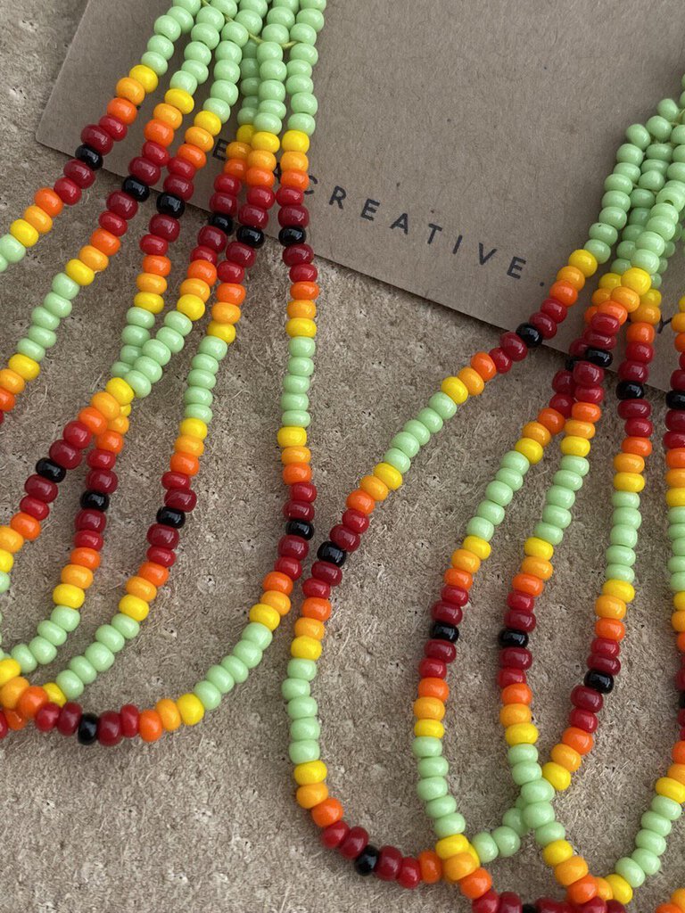 Waleia Creative - Cherokee-made Artisan Beaded Earrings - Meadow Sunset Loops