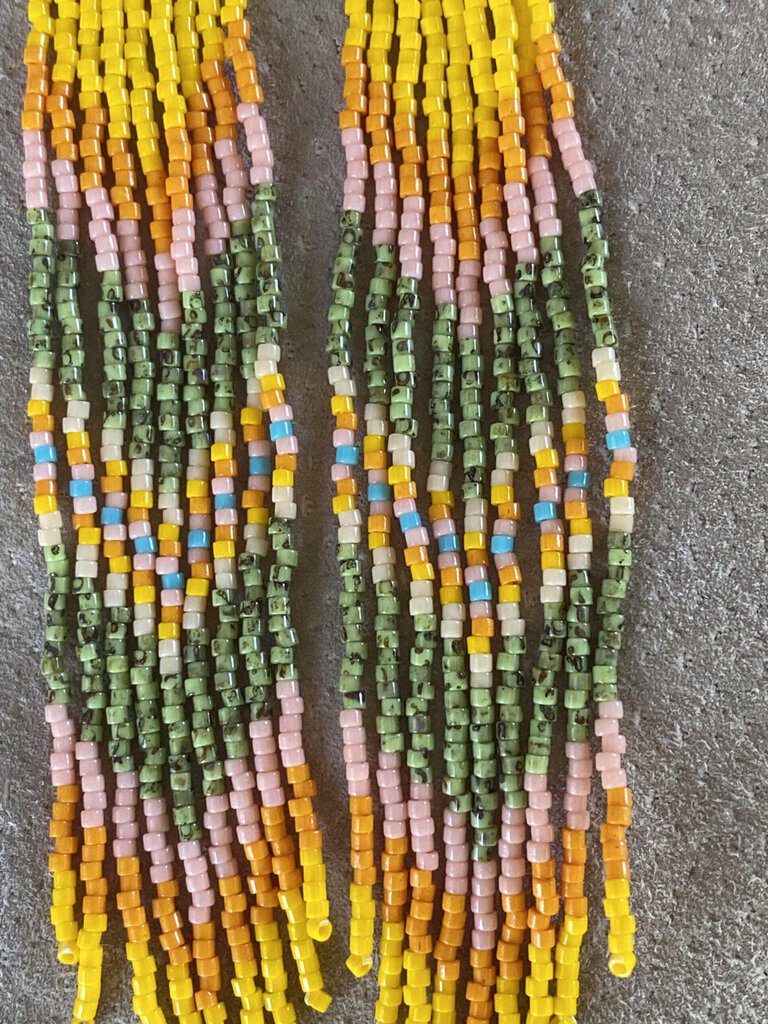 Waleia Creative - Cherokee-made Artisan Beaded Earrings - Sunny Day Fringe