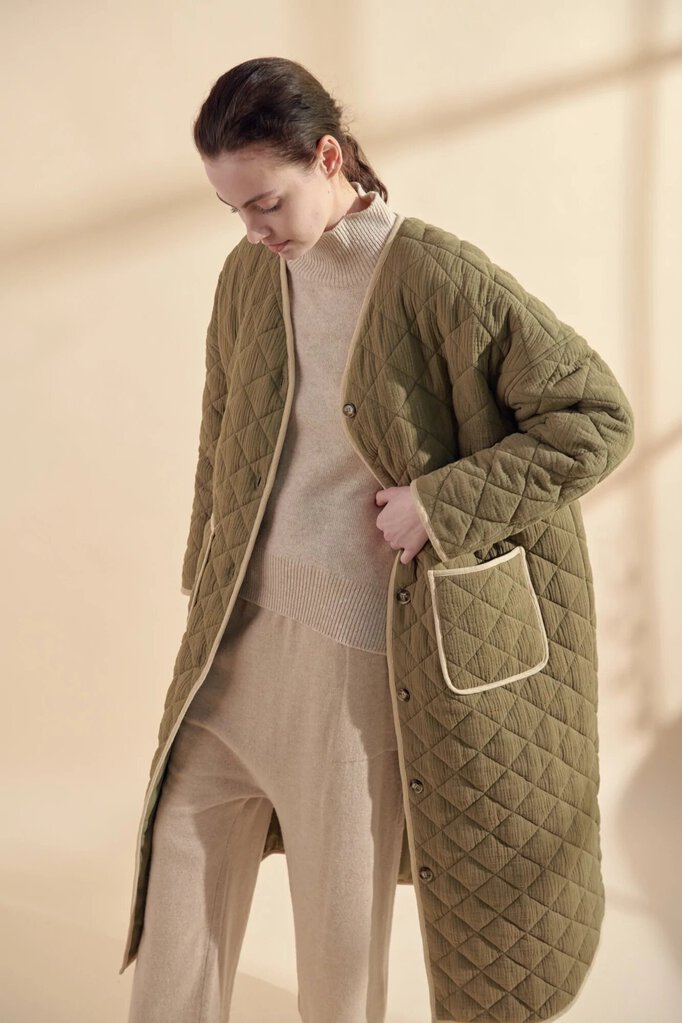 a mente - Olive Quilted Coat - Small/Medium