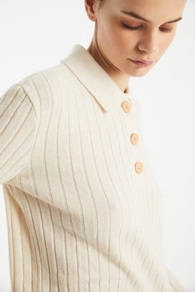 Rita Row - Cream Cashmere-blend Knit Polo - Small