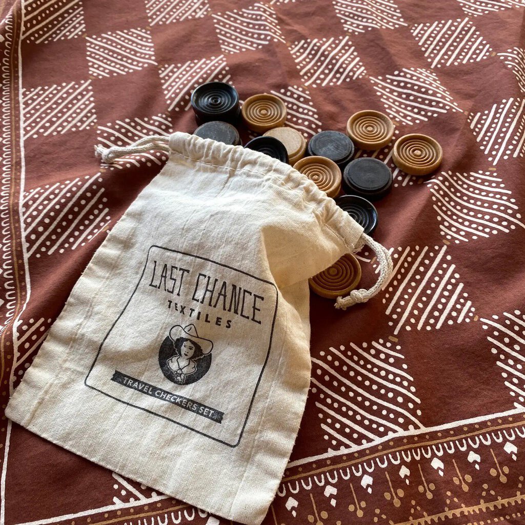 Last Chance Textiles - Travel Checkers Set - Cocoa