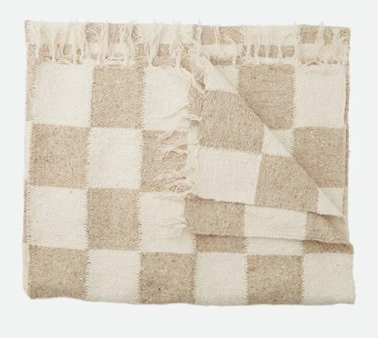 Sundream - Heavyweight Throw Blanket - Taupe Checker