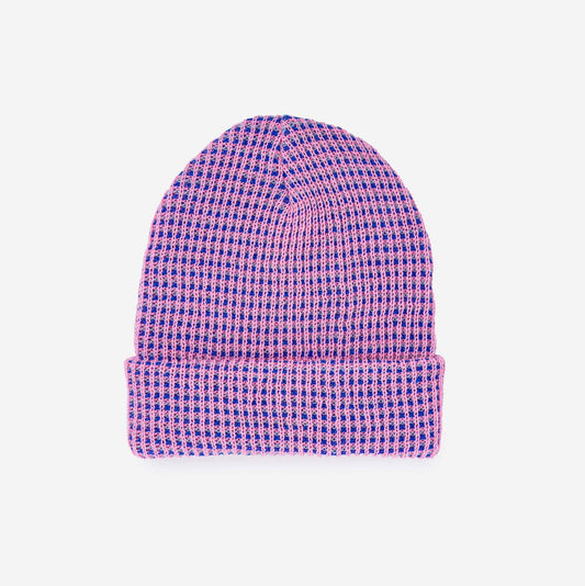 VERLOOP | knits - Upcycled Grid Knit Beanie - Pink