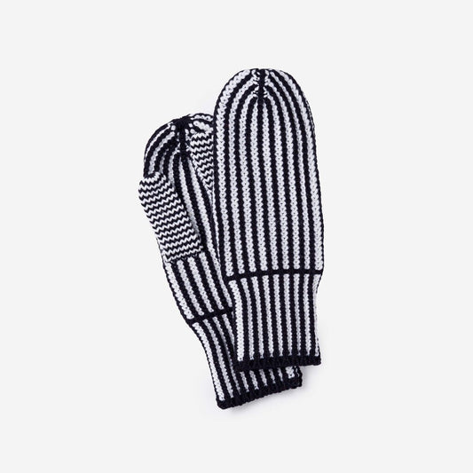 VERLOOP | knits - Upcycled Stripe Knit Mittens - Black + White