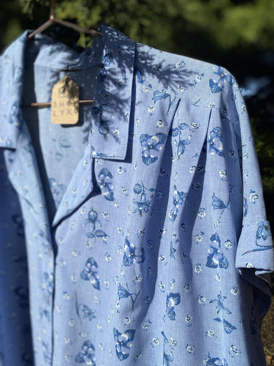 Blue Velvet Collective - Vintage Bluebell Cotton Shirt - Large